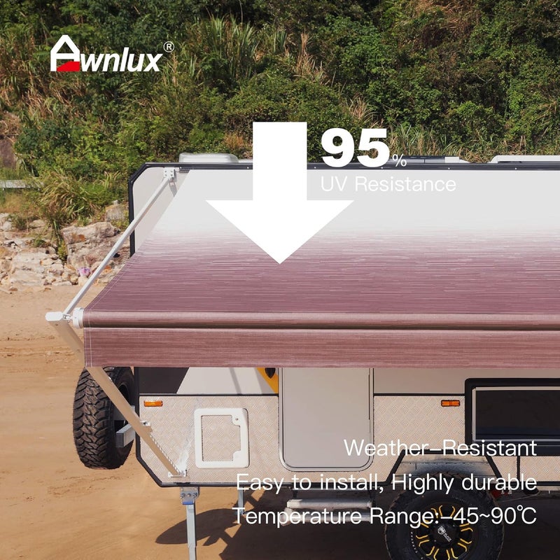 AWNLUX قماش بديل لمظلة RV مقاوم للماء من الفينيل لشاشات الظل للمظلات للتخييم ملائم عالميًا قماش ظل شمس حاجب شمس UV مظلة RV مظلة ظل بورجوندي متلاشي-18'(قماش 17'2") - Image 2